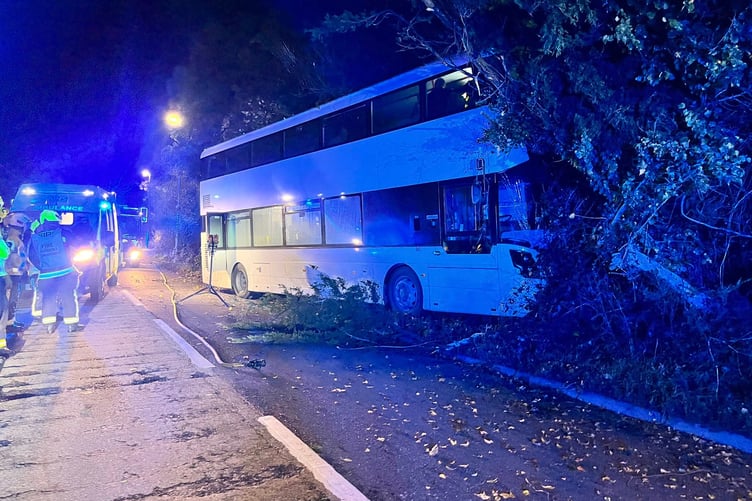 The scene near Taunton when a Hinkley Point C workers' bus crashed into a tree in October, 2025.