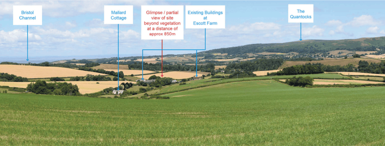A view across the Escott Farm site, near Stogumber.