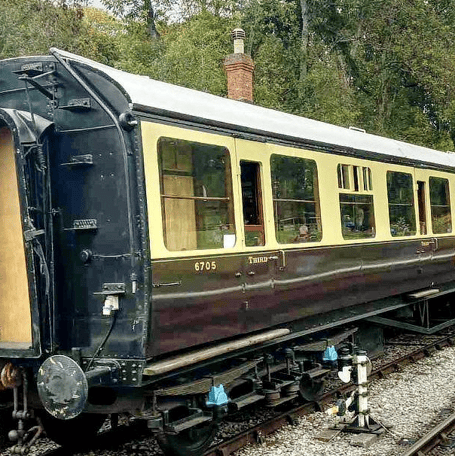 Visitors to the bank holiday weekend steam festival on the West Somerset Railway are being encouraged to ride in this restored Collett carriage 6705.