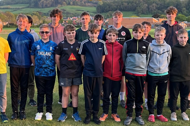 Minehead Under 13s and 15s along with coaches Harry Tudbell (left) and Harry Murrell (right)  