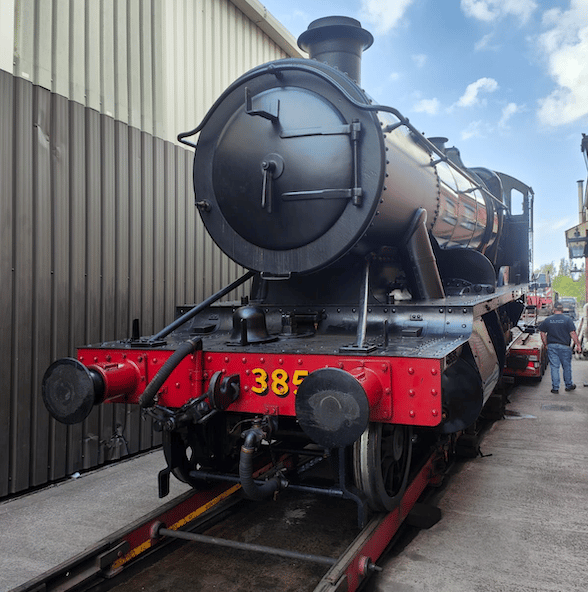 Locomotive 3850 being prepared for the journey to the West Somerset Railway to take part in the bank holiday weekend steam festival.