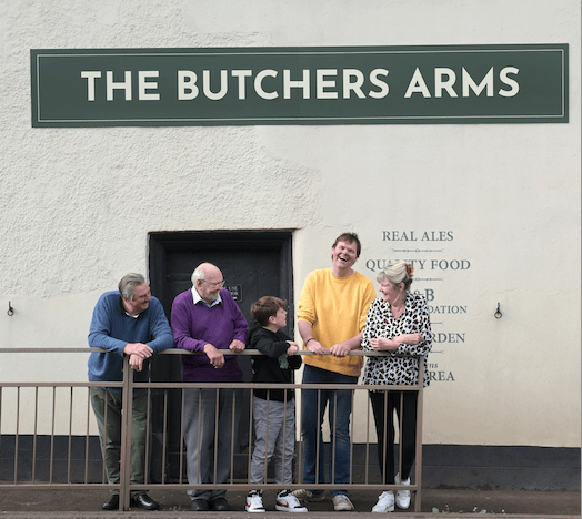 Four generations of the Moores family now run the restored Butchers Arms pub in Carhampton. PHOTO: Nina Dodd.