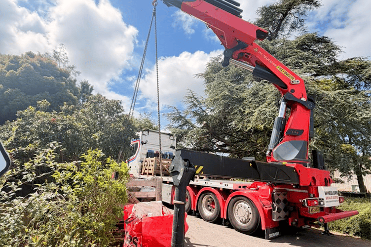 Stone being delivered for Tropiquria Zoo's new crocodile house, which will provide a home for Munchkin, an African dwarf crocodile.