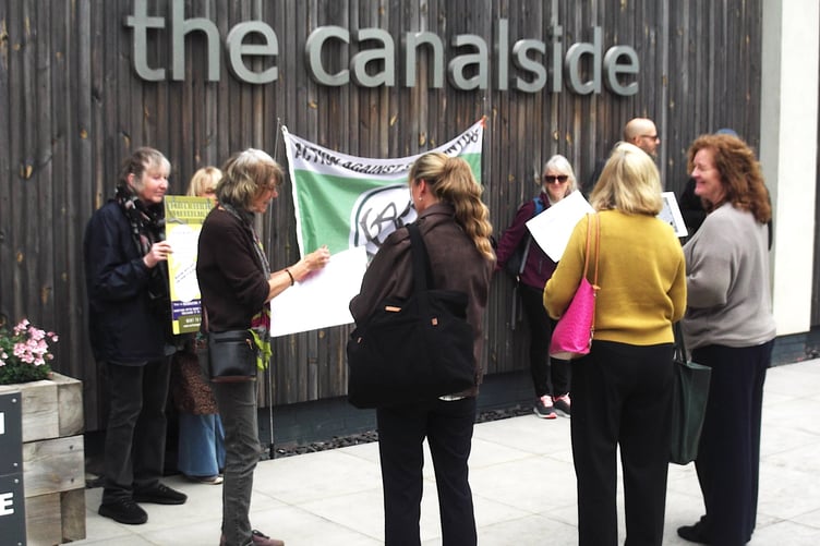 Action Against Stag Hunting protesters lobby Somerset councillors before the council's annual meeting.
