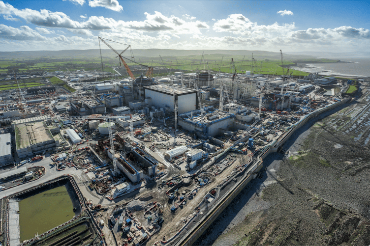 A drone's eye view of the Hinkley Point C construction site.