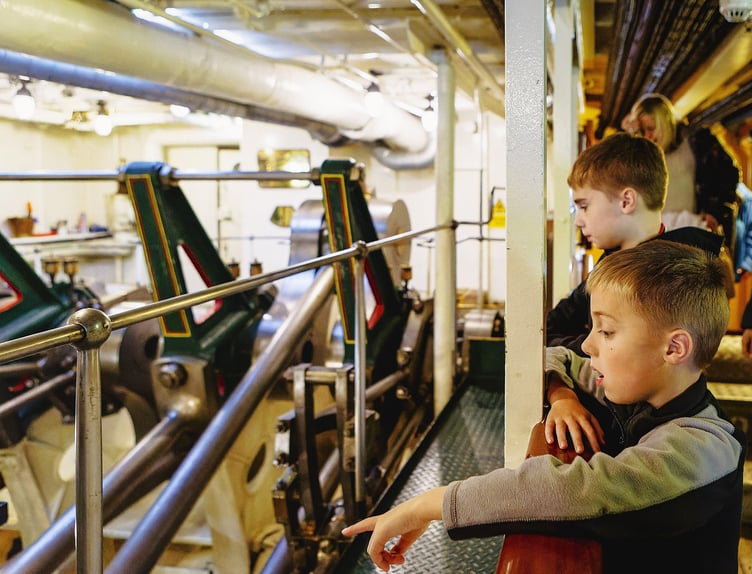 Passengers can see the Waverley's magnificent triple expansion steam engine.