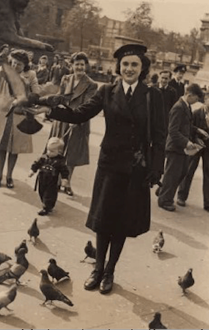 Peggy Sussex in her wartime Wren's uniform in London.