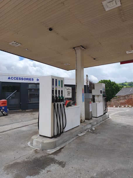 The forecourt at West Street Garage where building work has stopped