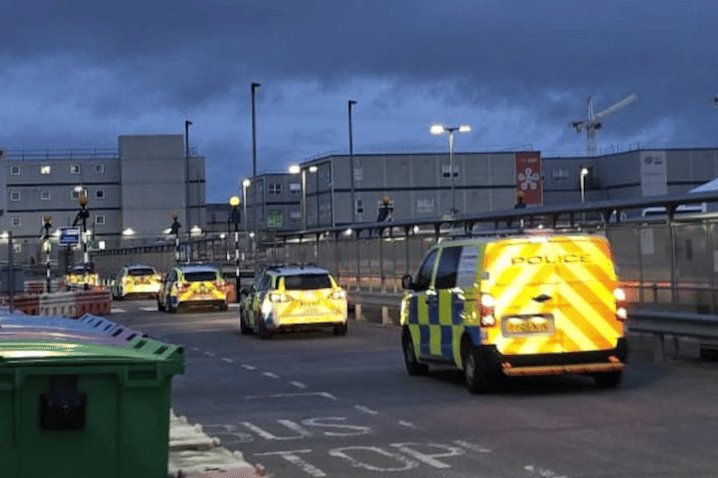 Police arrive at the Hinkley Point C nuclear power station site amid unrest during unofficial industrial action by hundreds of workers.