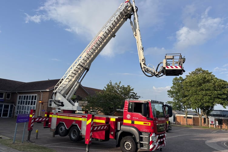 One of Devon and Somerset Fire and Rescue's tallest ladders was tested at West Somerset College by Minehead fire crews.