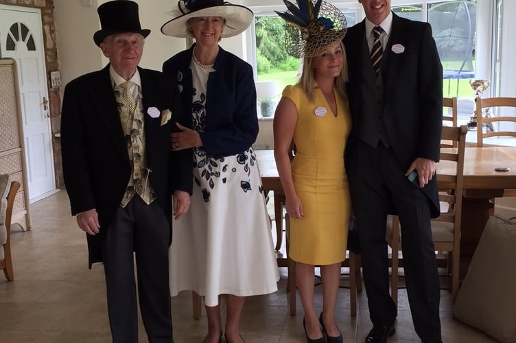 All dressed up for the Races! Mr and Mrs Pipe senior - Martin and Carol pictured with Leanne and David ahead of a previous visit to Ascot.