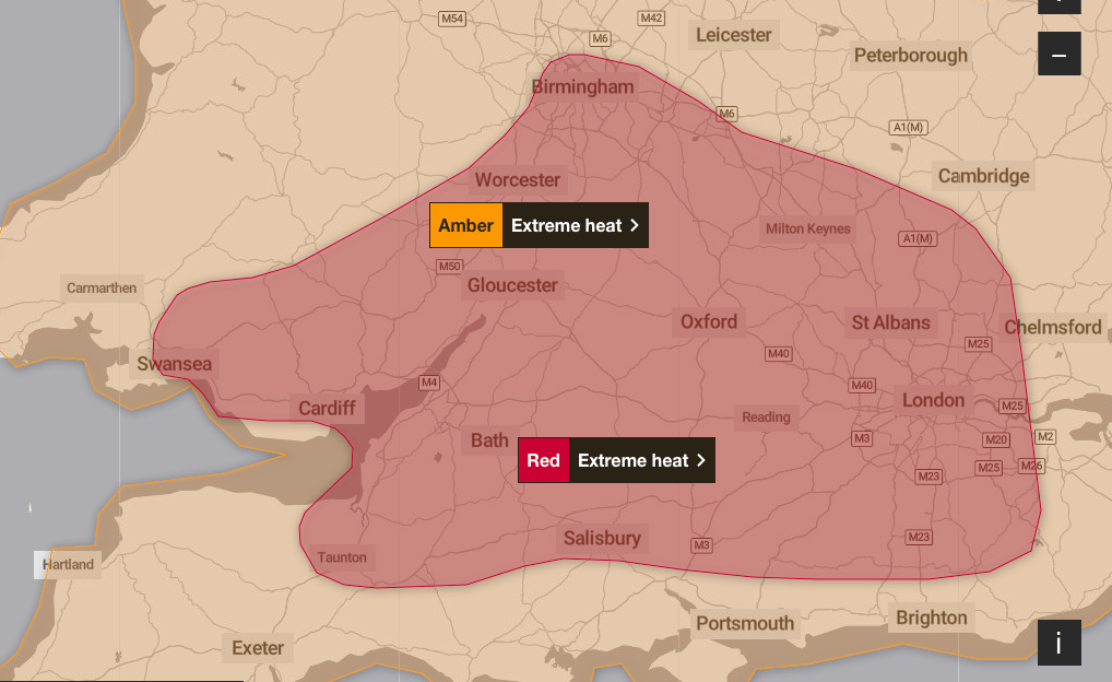 Met Office raises heatwave warning to highest level and warns 'risk of ...