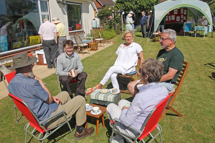 West Somerset MP Rachel Gilmour chats with visitors to a Minehead Amnesty International garden tea party.