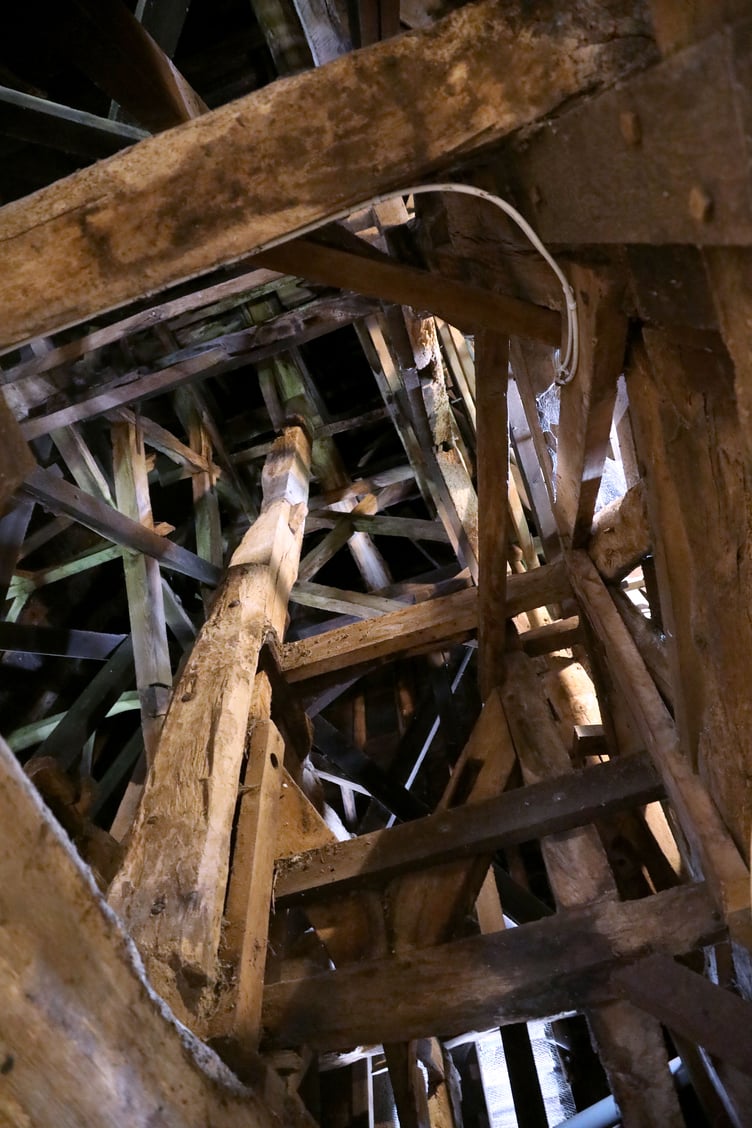 Internals timbers in the spire of St Dubricius Church, Porlock. PHOTO: Freeline Gfx.