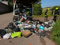 Thrown-away lithium battery sets bin lorry on fire