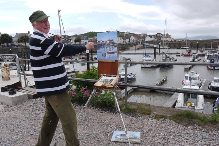 Watchet artist Chris Williams follows the plein style of starting and finishing a painting in one session on site.
