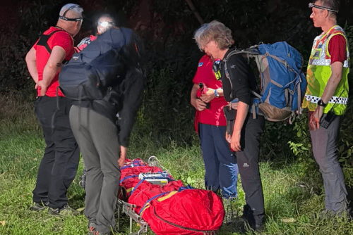 An injured walker is recovered by Exmoor Search and Rescue Team near Porlock Weir.
