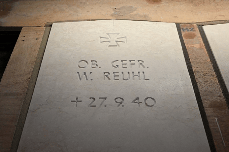 The German War Graves Commission headstone which will be installed on the Porlock burial plot of a Luftwaffe airman shot down in the Second world War.