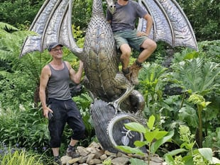 Blacksmiths create huge metal dragon sculpture