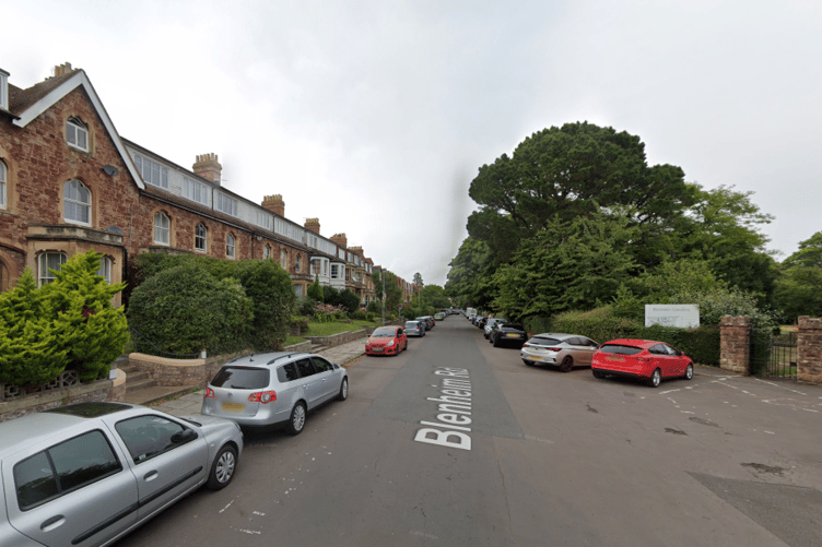 Blenheim Road, Minehead, where a woman died in a flat rented by a convicted serial sex offender.