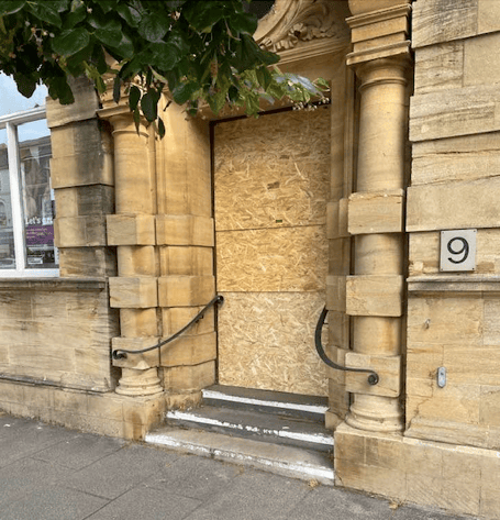 NatWest's Minehead branch was boarded up after a break-in this week.