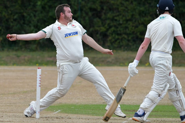 Minehead bowler Harry Tudball who struck early against Lympsham