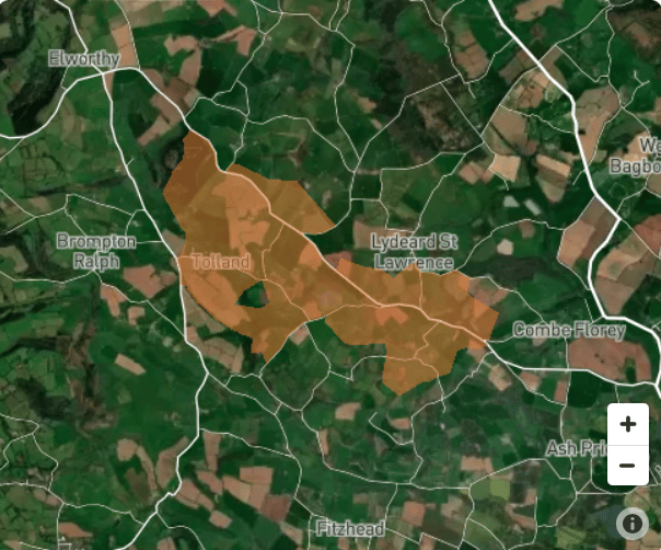 A National Grid map showing the area affected by Monday's power outage shaded in brown.