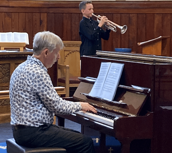 Elliott Coles, aged 13, with accompanist Gary Cooper, kicked off this year's Minehead and Exmoor Music Festival. PHOTO: Elizabeth Atkinson.