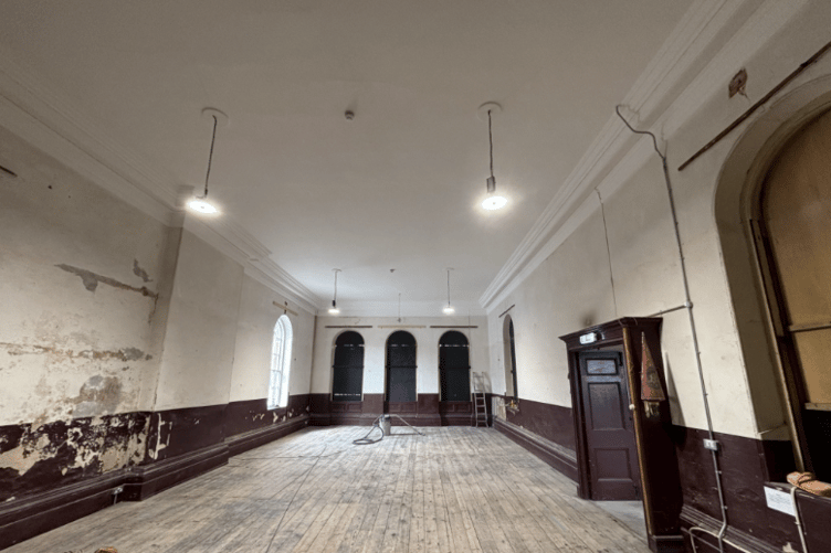 Repairs to the the ceiling of Wiveliscombe Town Hall were completed in April of this year.
