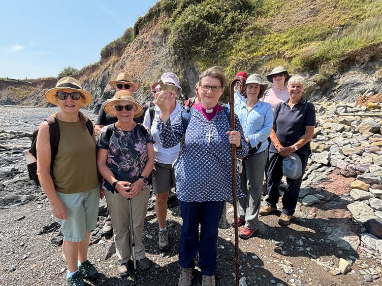 Bishop Fiona with some of the Quantocks pilgrims on their journey.