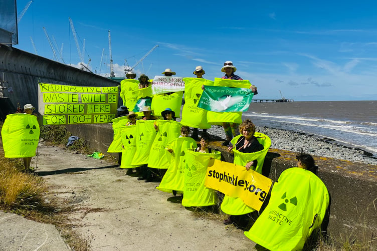 Stop Hinkley campaigners protesting near the Hinkley Point nuclear power stations on 'Hiroshima Day', August 6.