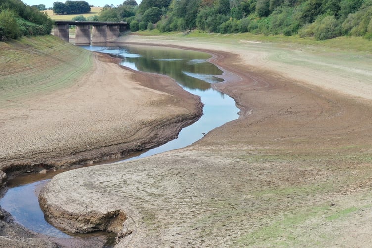 The River Haddeo, which feeds into Exmoor's Wimbleball Lake has been reduced to a small stream by the drought. PHOTO: Paul Silvers/Cloud9weather.