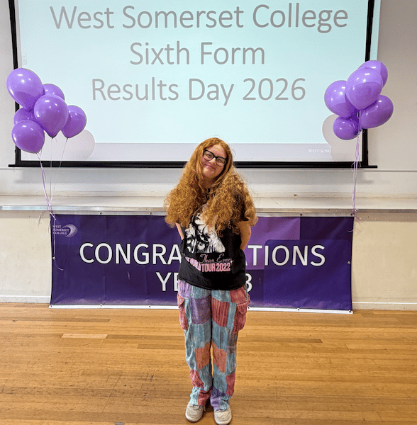 West Somerset College's Willow Usher on A Level results day.