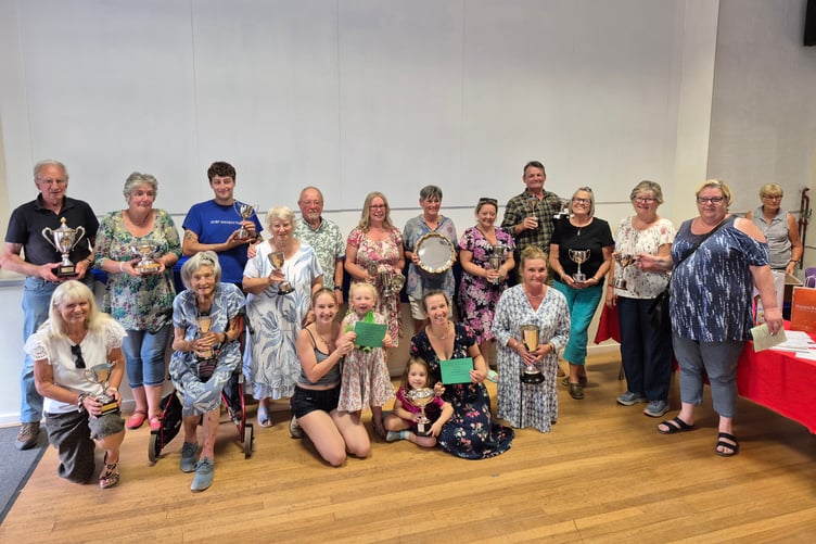 Trophy winners at this year's Minehead Gardening Club Flower and Produce Show.