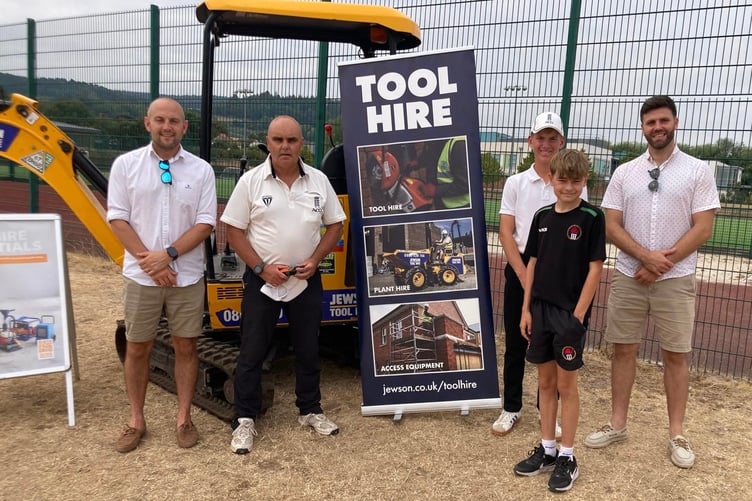 Left to right, Paul Spencer, Jewson branch manager, Norman Yaw and Noah Hines (umpires), Rylee Tudball (scorer) and Kieran Bailey Jewson (assistant branch manager), pictured before the start of the day.