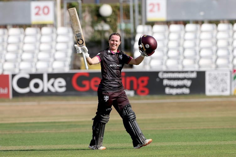 Somerset captain Sophie Luff acknowledges her century