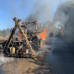 Tractor catches alight near village