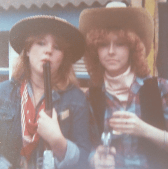 Linda Carroll (right) as a cowgirl for a Butlin's Minehead carnival in the 1980s.