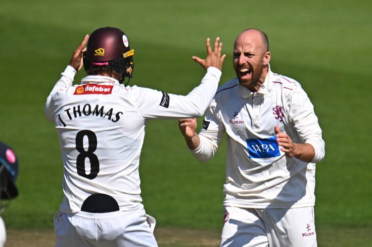 Jack Leach celebates one of his nine wickets