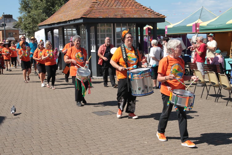 Minehead Samba Band performing at Watchet Summertime. PHOTO: George Ody.