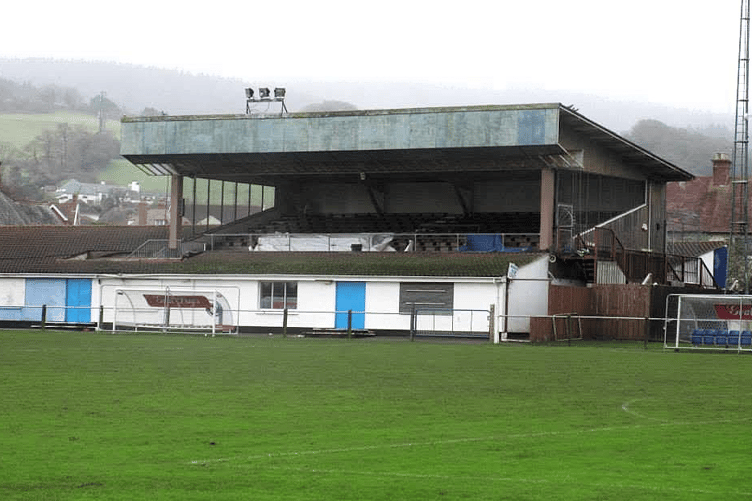 The old Minehead Football Club grandstand in Irnham Road recreation ground, since demolished, has been earmarked as a site for a new public swimming pool.