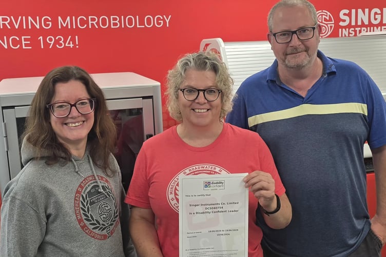 Singer Instruments' human resources manager Katy Lampard (left),health, safety, and environment manager Sally Parish, and managing director Robbie Devlin.