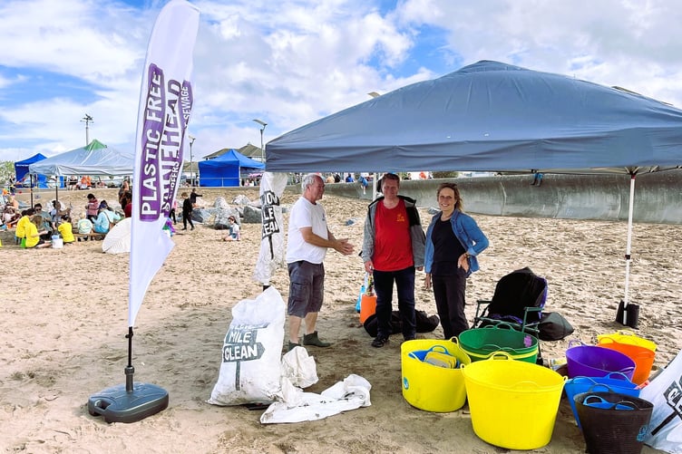 Volunteers preparing for the weekend's Minehead Beach clean-up. PHOTO: Plastic Free Communities in West Somerset.