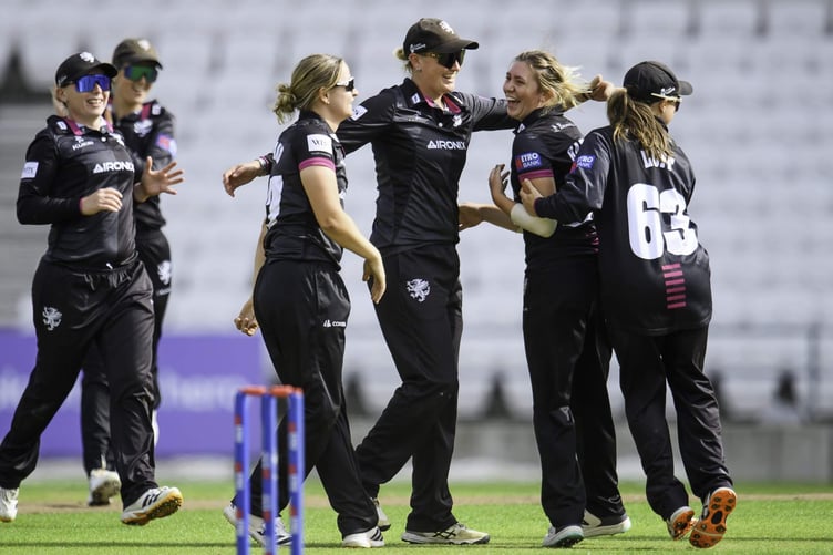 Somerset celebrate a Yorkshire wicket