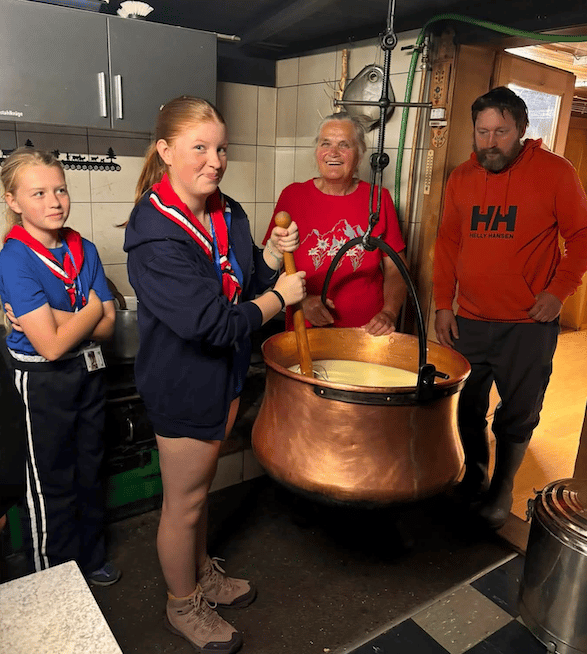 Cheesemaking Swiss style for Girlguiding Minehead Division members.