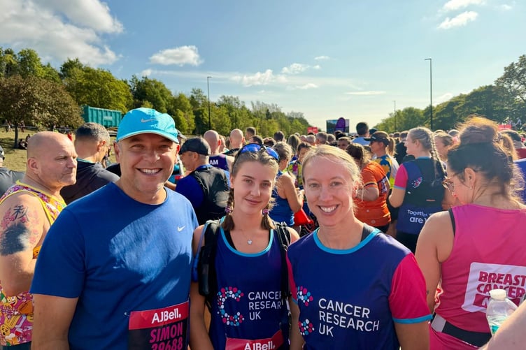 Minehead's Simon and Cassie Simmonds at the Great North Run with Simon's daughter Daisy.