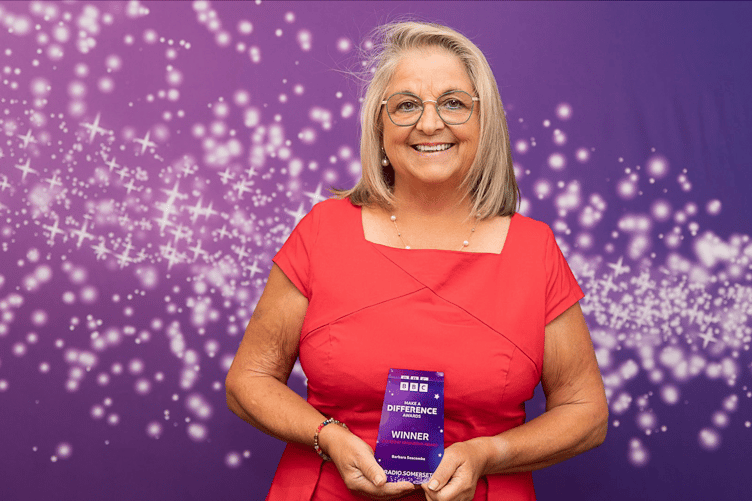 Minehead's Barbara Seacombe received the BBC Radio Somerset Great Neighbour Award 2026. PHOTO: Tessa Chapman Photography.