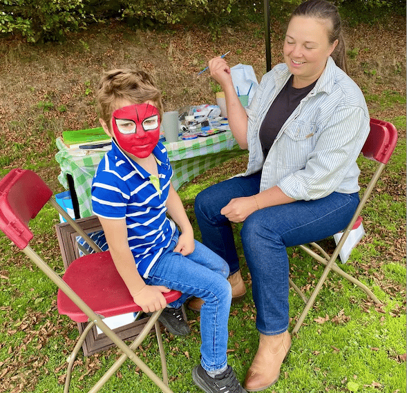 Face painting was part of the fun for children attending the first Exmoor Young Voices family fun day in Exford.