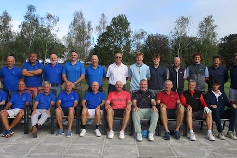 Back row: Paul Burgess, Nigel Redman, Rob Chillcott, Angus Jones, Warren Binding, Mike Lloyd, James Rew, Thomas Rew, Chris Hellings, Josh Thomas, Henry Nicholls, Max Waller and Pete Trego; front: Richard Sykes, Paul Martin, Mike Rossiter, Colin Galbraith, Rob Fear, Mike Burns, Ian Blackwell, Andy Caddick, Dean Hodgson and Archie Vaughan.