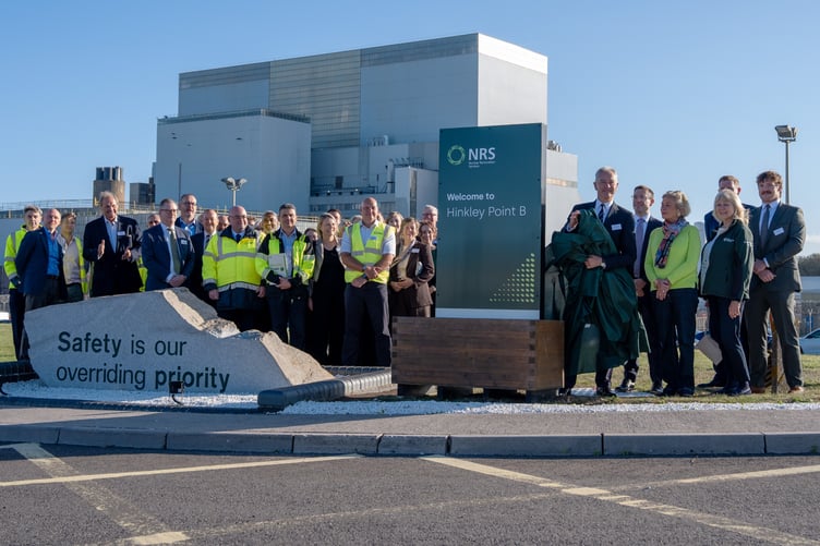 Hinkley Point B nuclear power station staff and guests mark the transfer of the site to the Nuclear Decommissioning Authority.